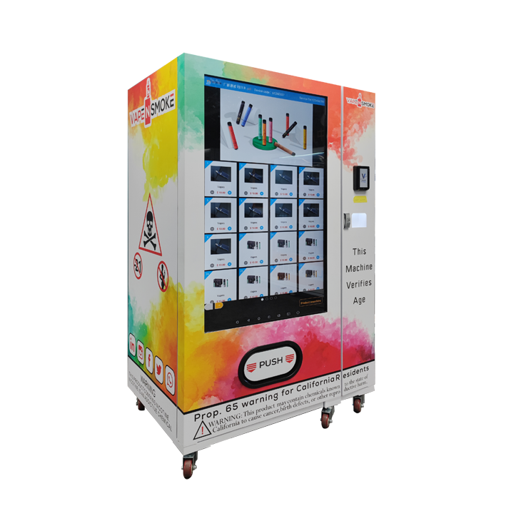 E-cigarette vending machine with large touch screen in club